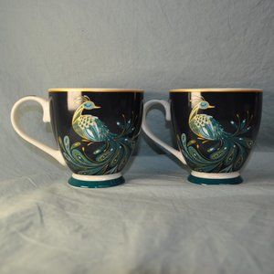 *CLOSE OUT* TWO 14 oz mug peacock English Mug Co (w1622)